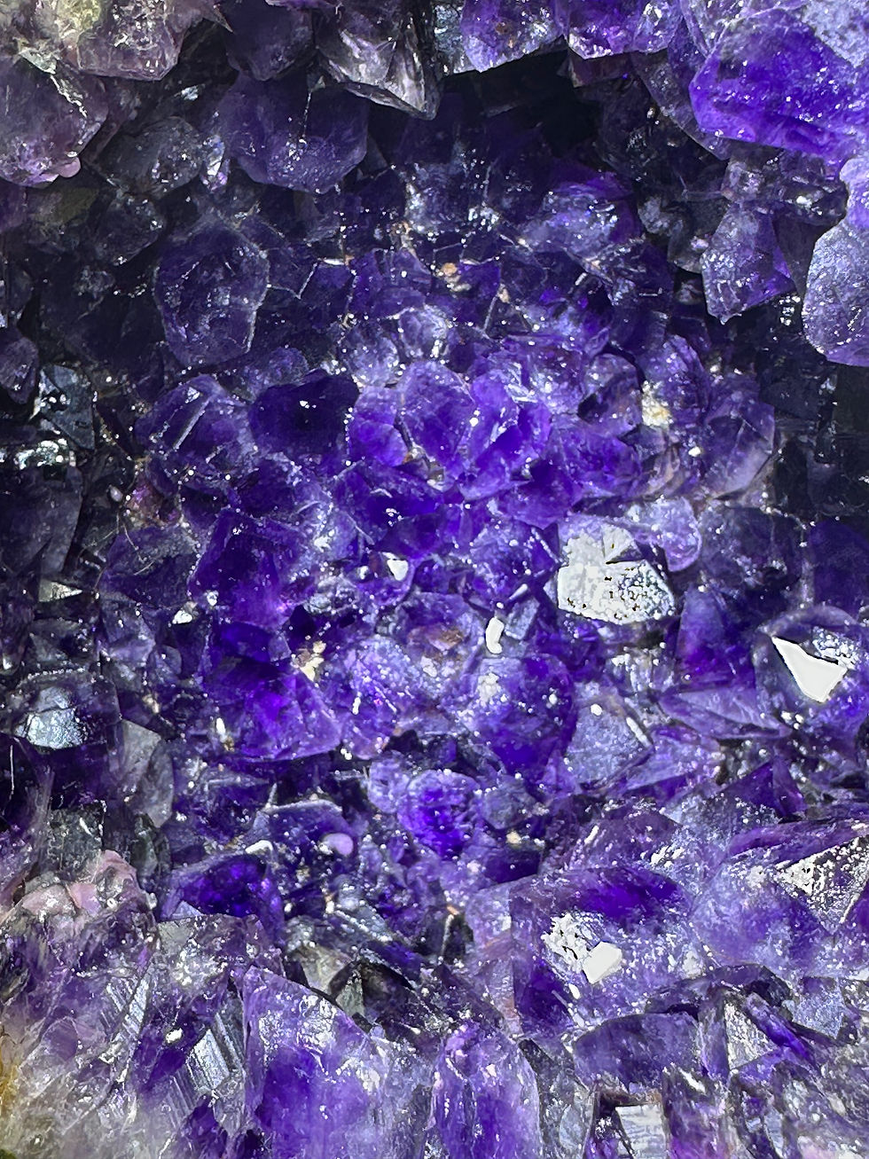Thumbnail: 3.5kg Uruguay top quality natural shinny dark purple round cave with wooden base