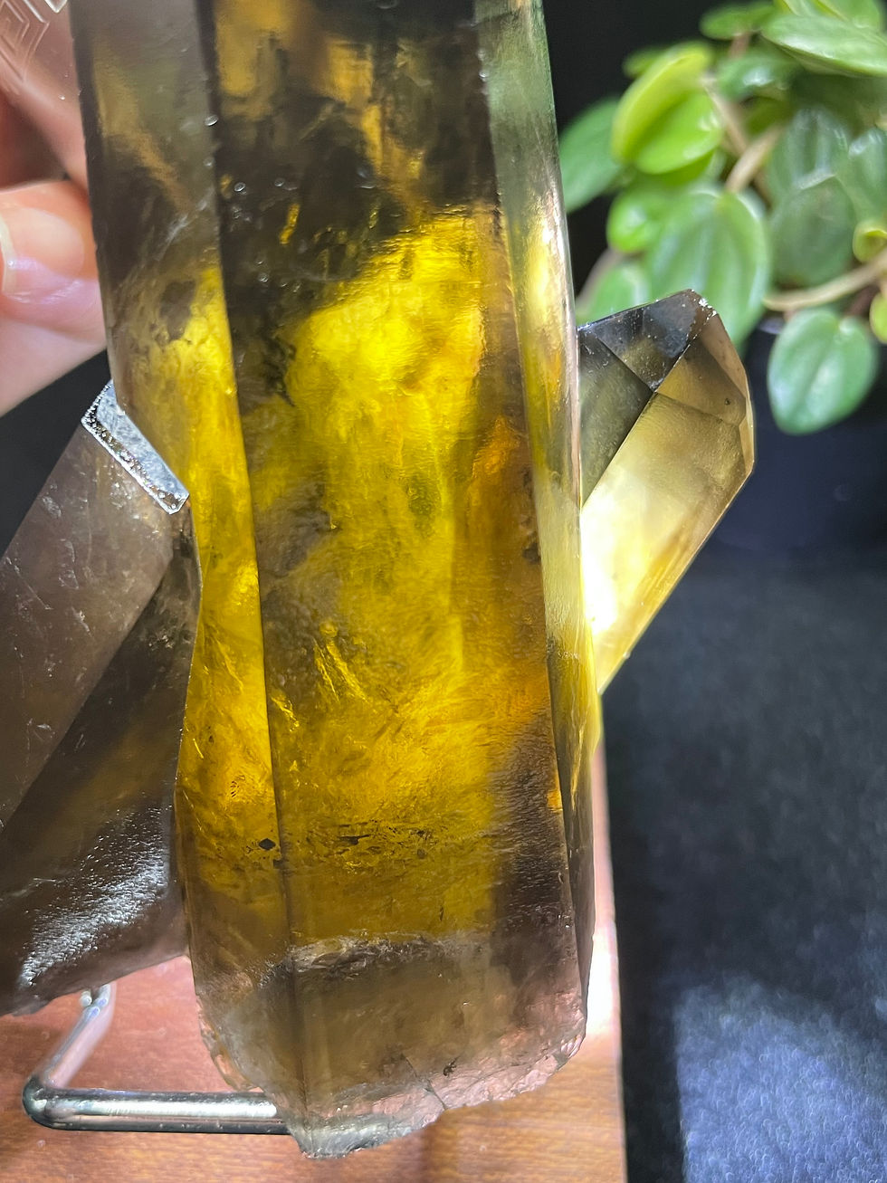 Thumbnail: Rare Natural High Quality Black Smoky Quartz & Citrine Combination Cluster Tower