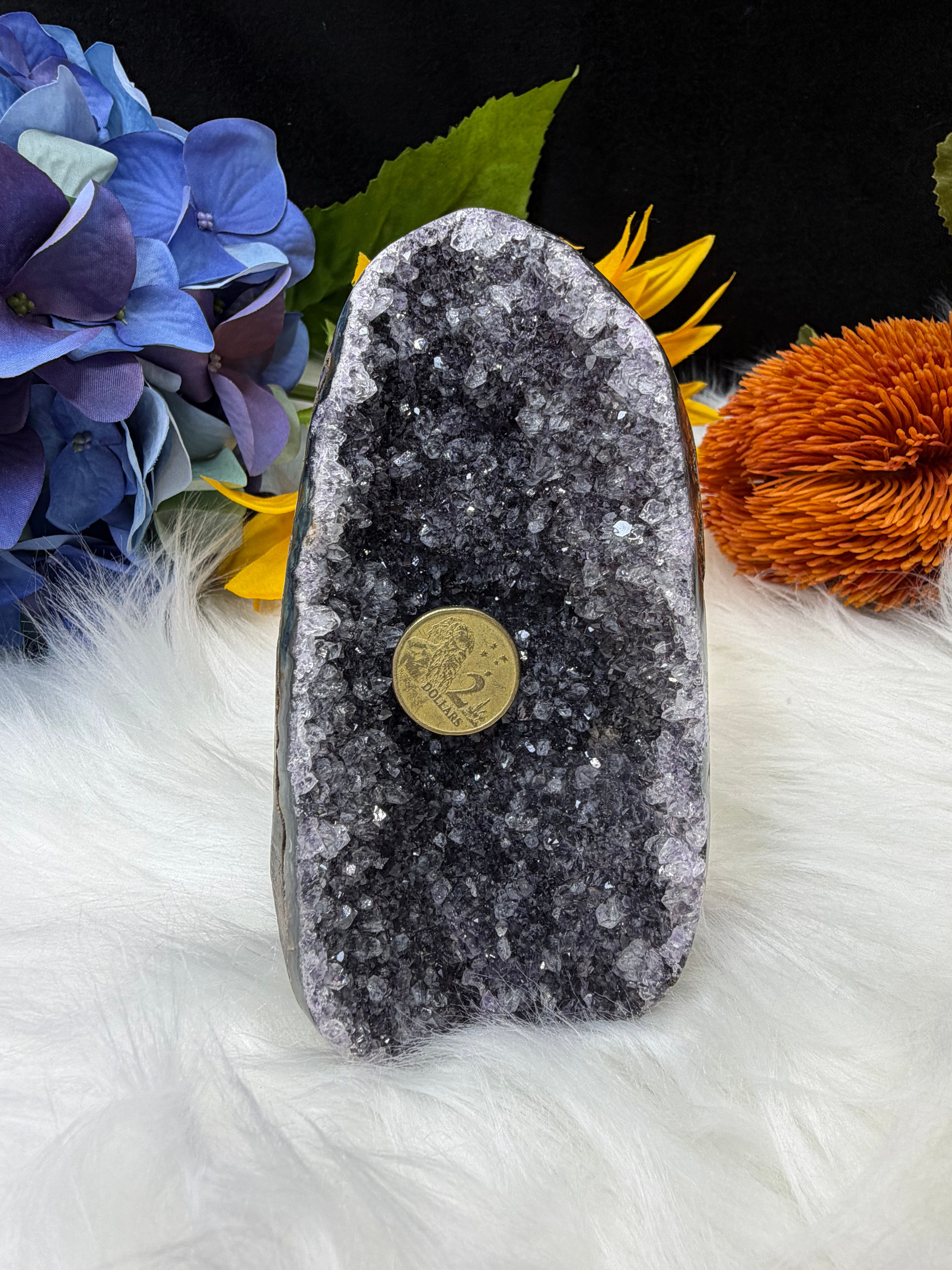 Natural Uruguay High Quality Unique Sparkling Black & Purple Amethyst Geode