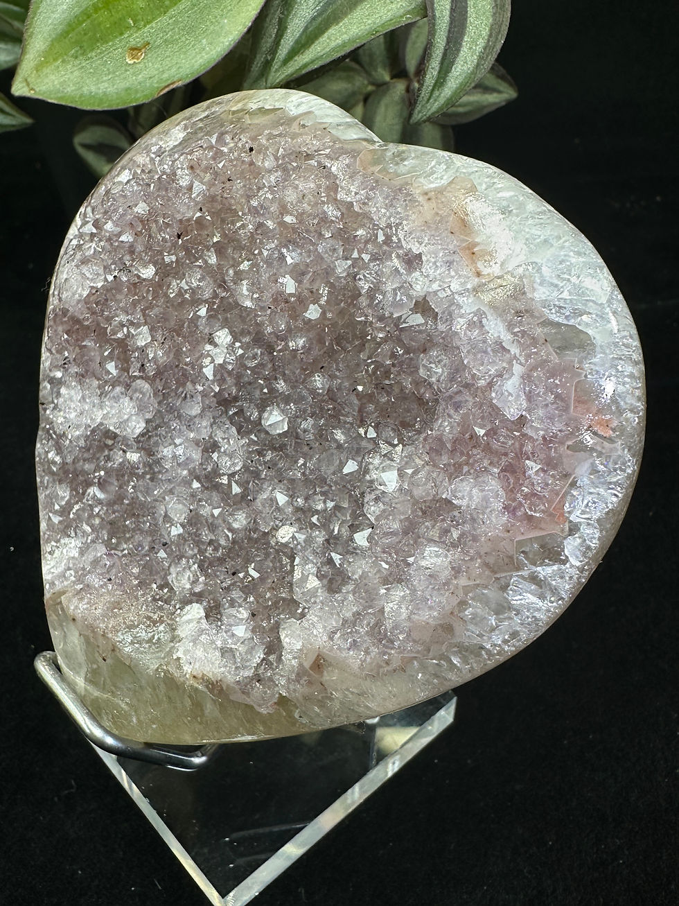 Thumbnail: Uruguay Natural Quality Shinny Violet Amethyst & Pink Green Edge Crystal Heart