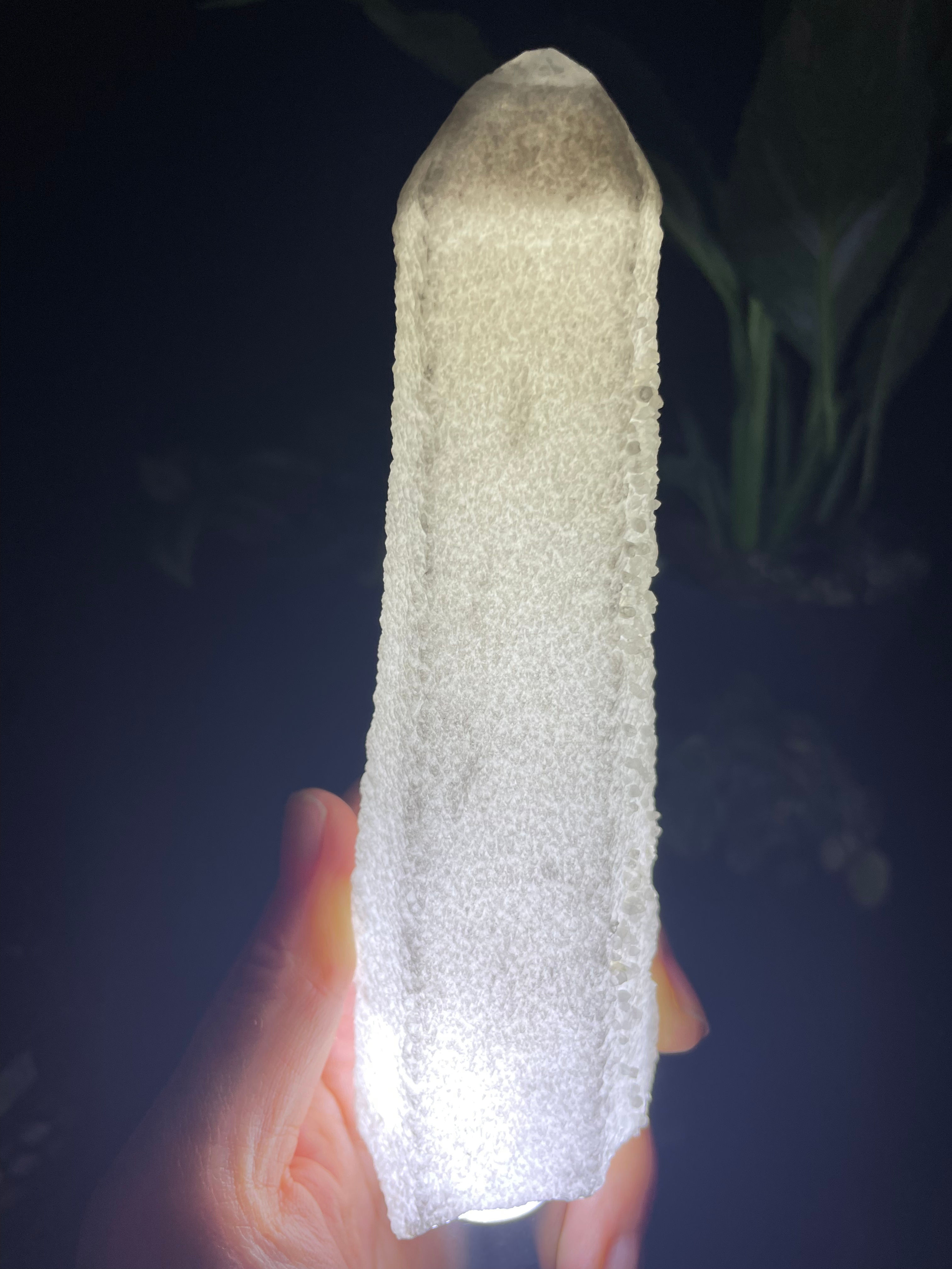 Mongolia Sparkling Snowy Candle Crystal Tower with Inner Transparent Quartz