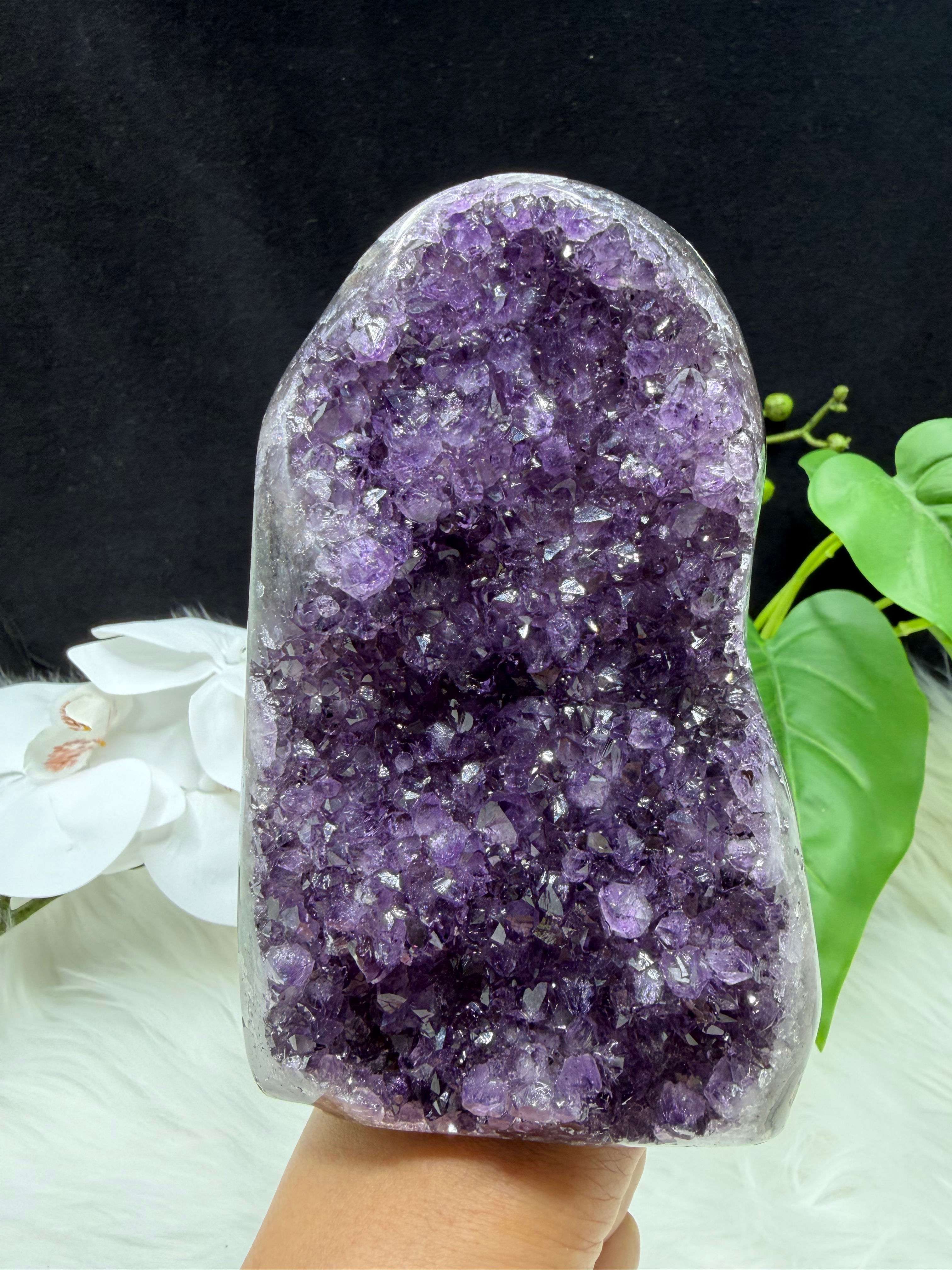 14CM 1.2KG Big Raw Natural Uruguay A Grade Sparkling Deep Purple Amethyst Geode