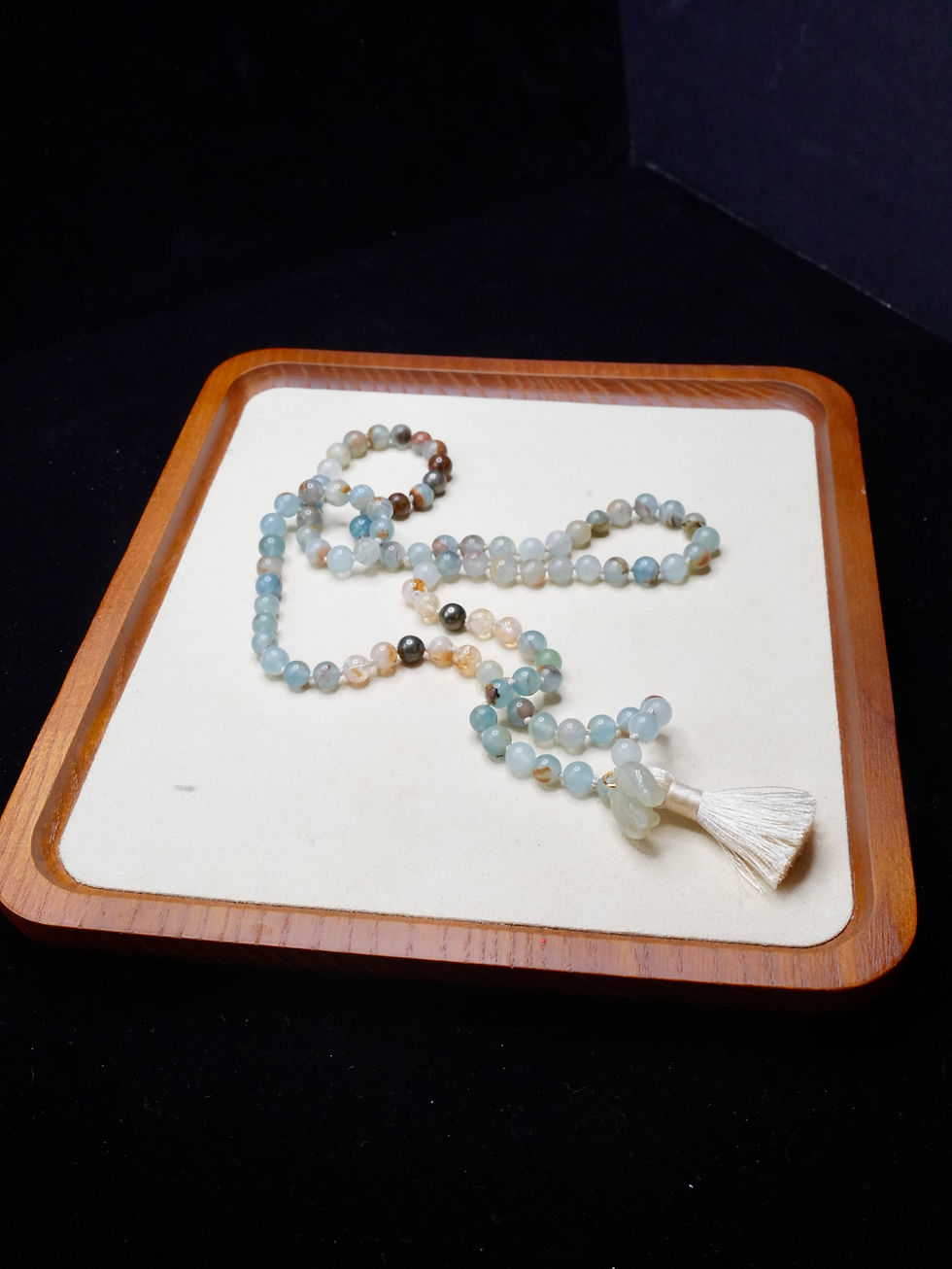 Thumbnail: Jade, Aquatine Calcite, Pyrite, + Citrine Mala