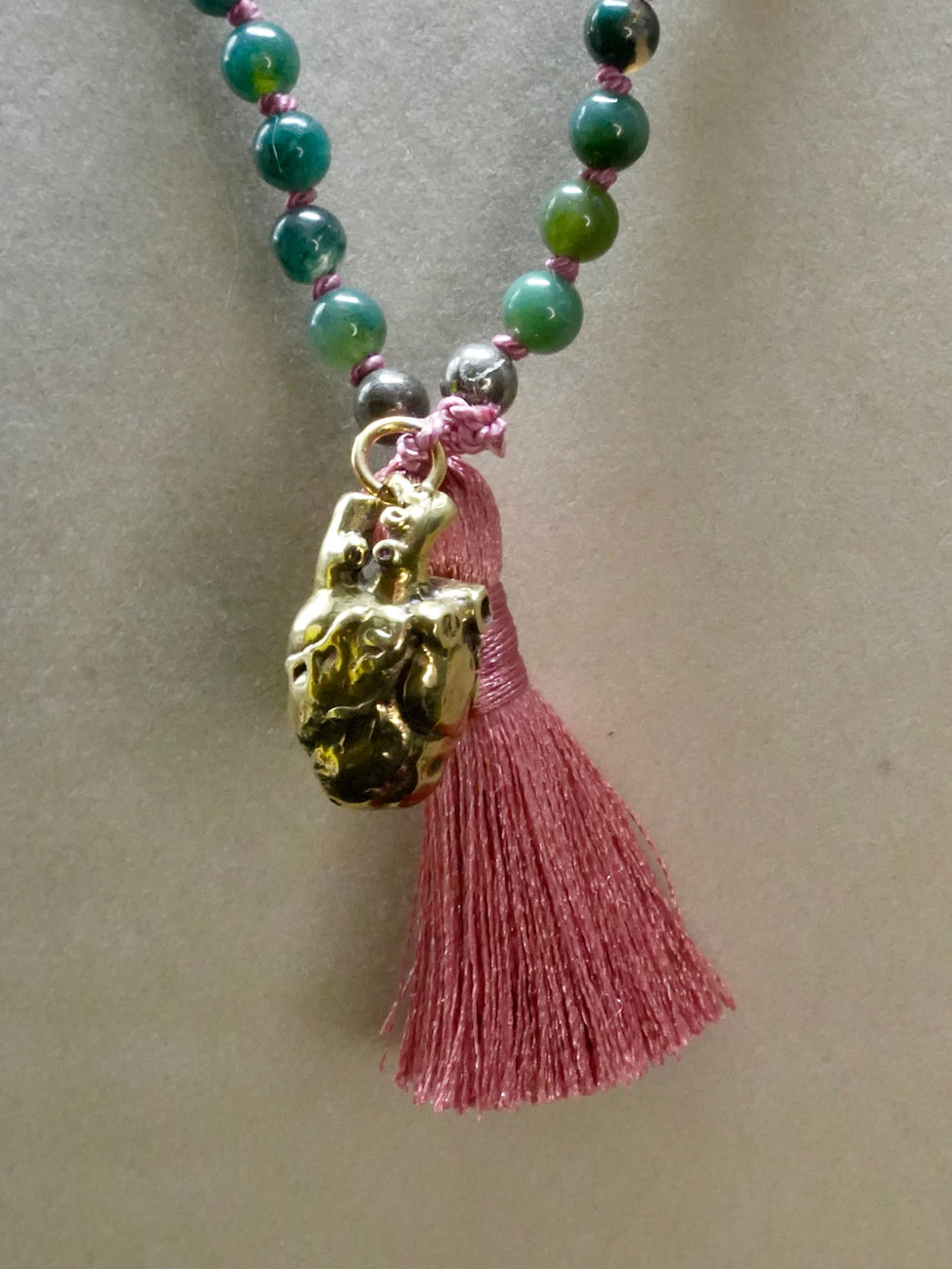 Thumbnail: Heart of The Earth - Moss Agate + Pyrite Mala