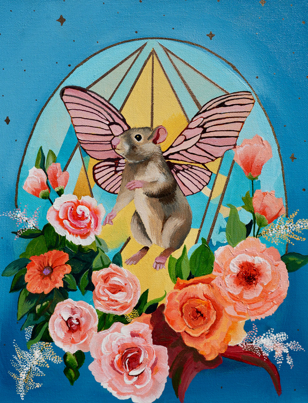 magical rat fairy with butterfly wings