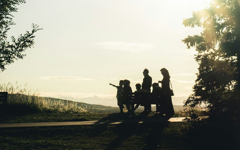 family looking out together