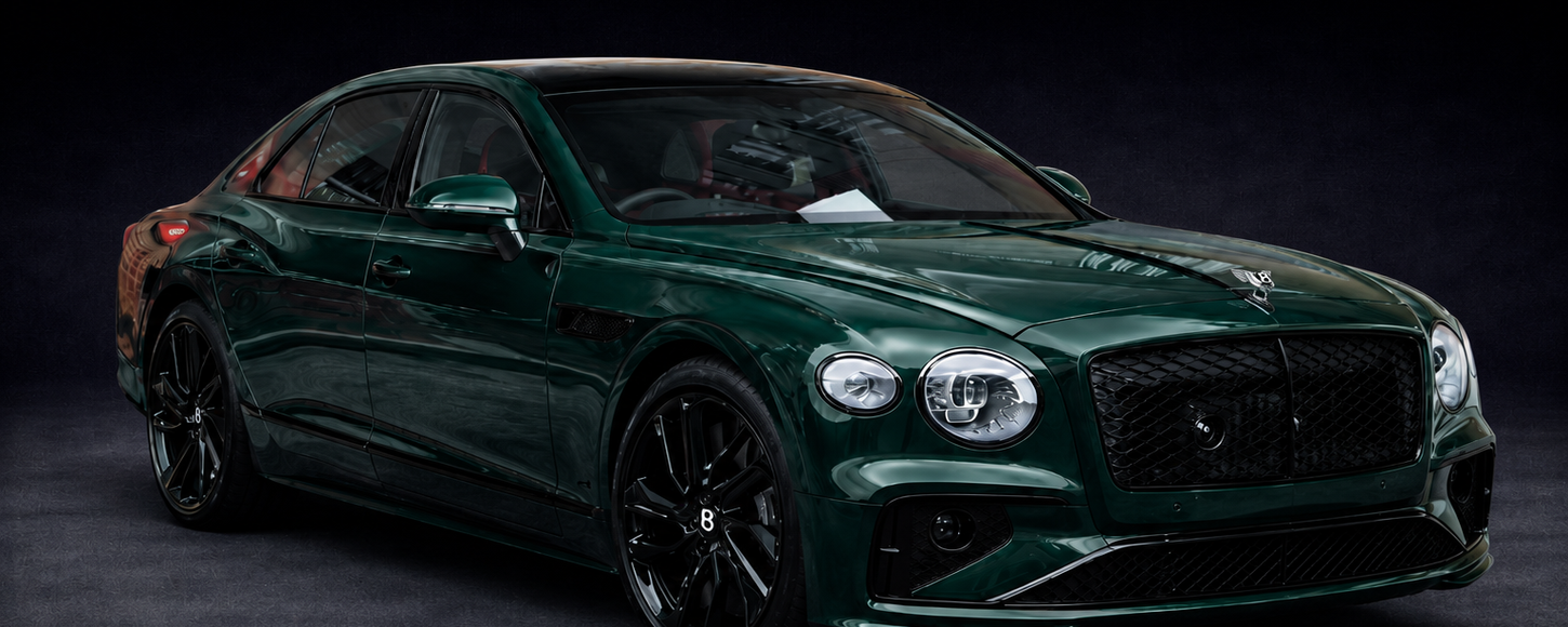 Dark Green Bentley Flying Spur front view