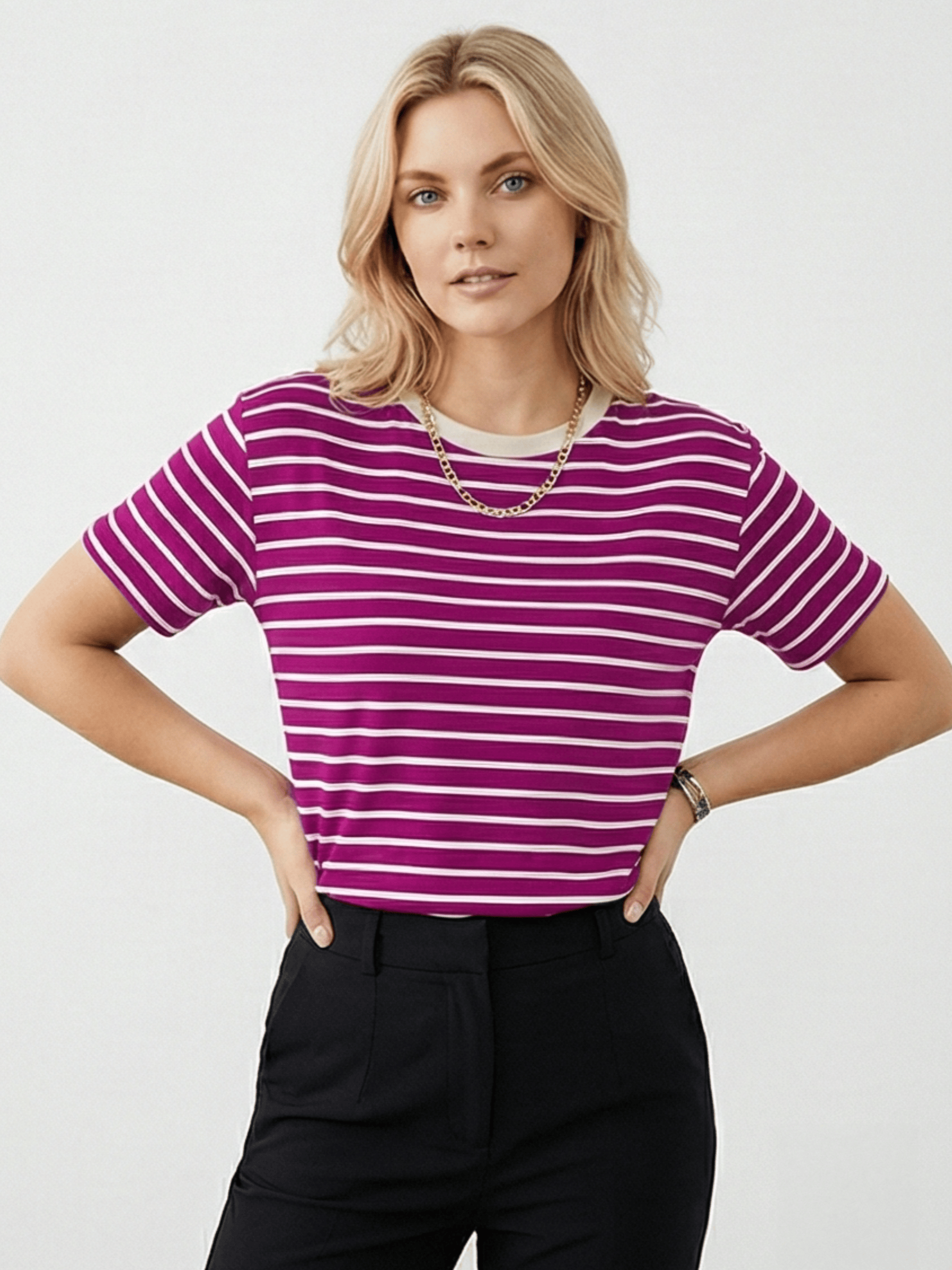 Summer Fresh Striped Blouse | Light Sun Protection | 96% Viscose 4% Elastan-0919
