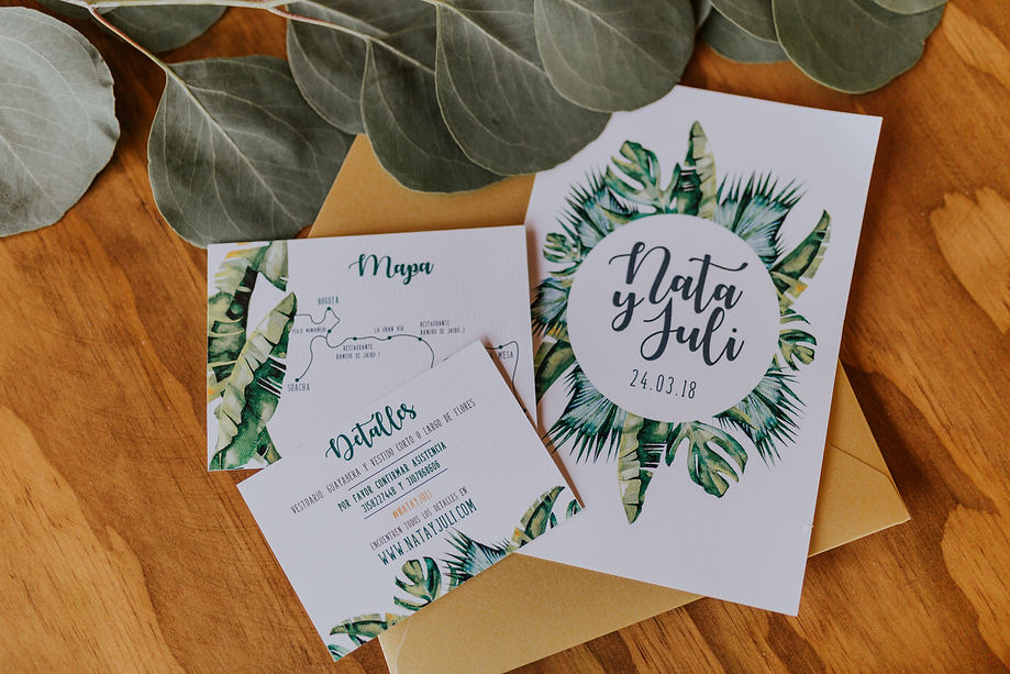 Invitaciones para bodas tropicales