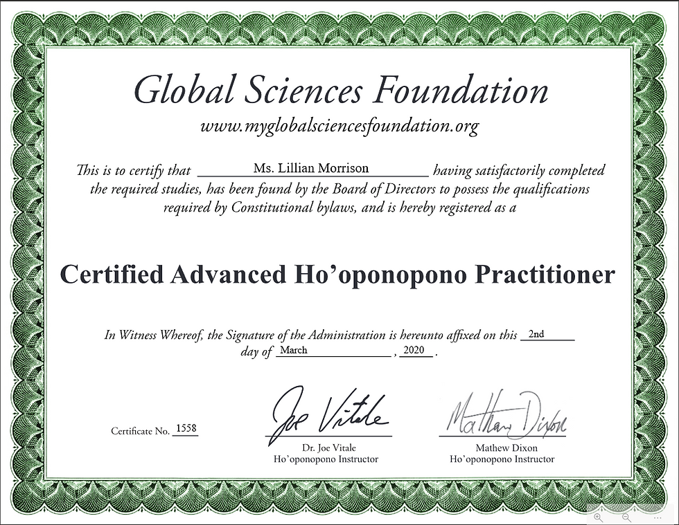 Advanced Ho'oponopono Practitioner Certi