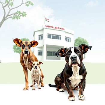 Dogs looking lost at a hospital