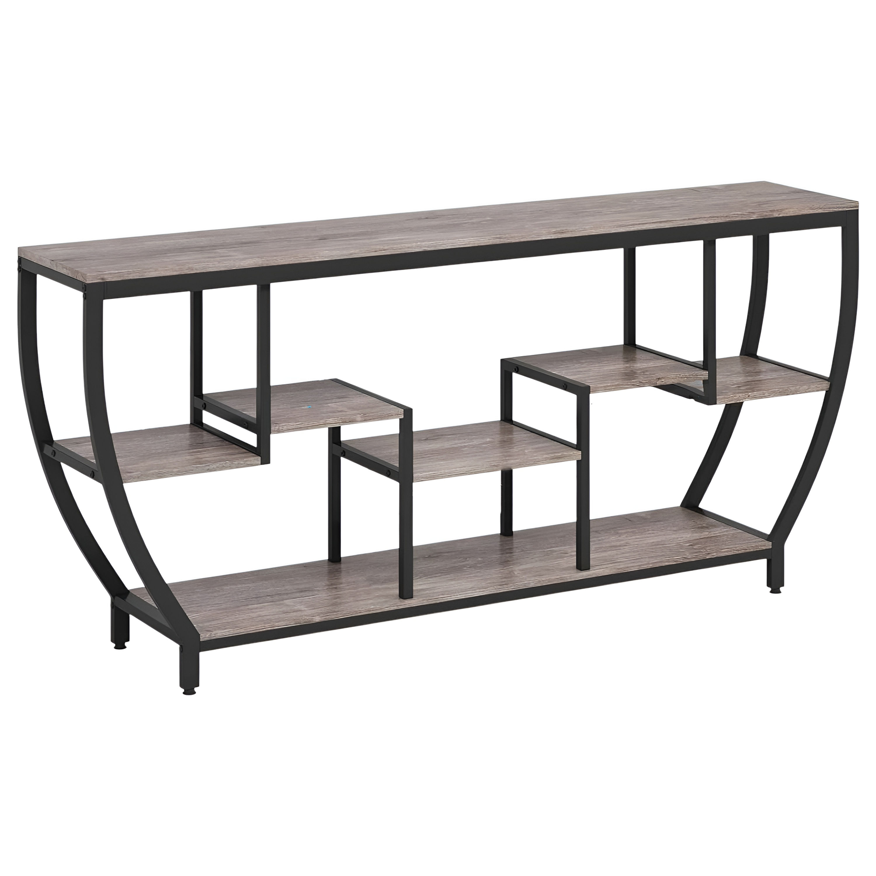 Long Console Sofa Table (70.86 Inch) Entryway Table with 7 Open Shelves