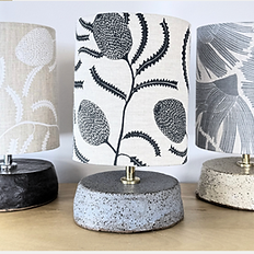 three ceramic table lamps with fabric lamp shade 