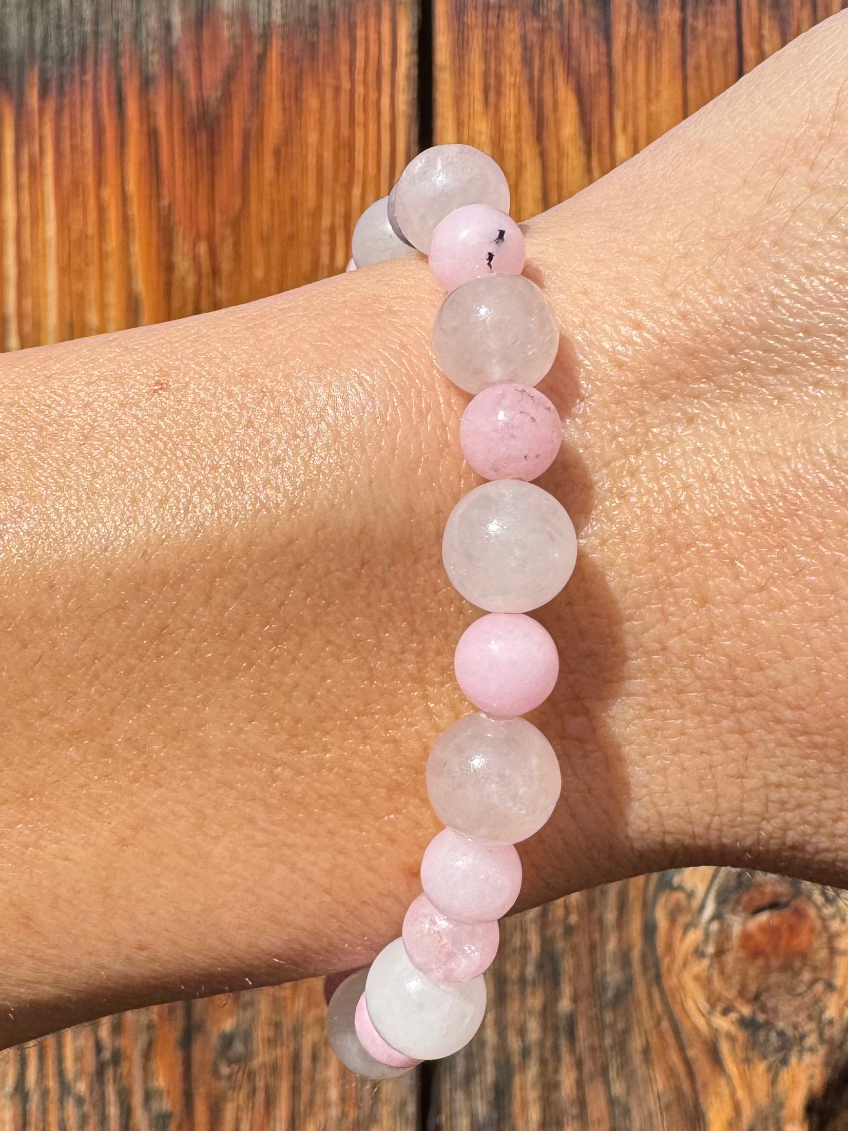 rose quartz pink jade gemstone bead bracelet gift