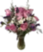 purple pale roses white accent flowers in vase florist boise