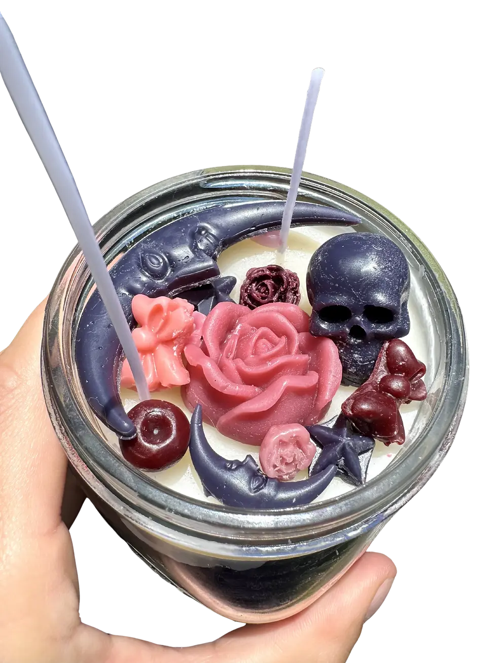 Thumbnail: Goth Vibes ~ Handmade Local Gift Candle Skulls + Hearts 🖤