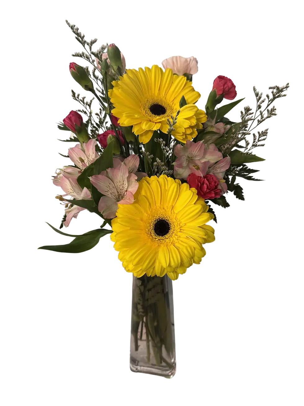 Thumbnail: yellow daisy small flower arrangement boise florist