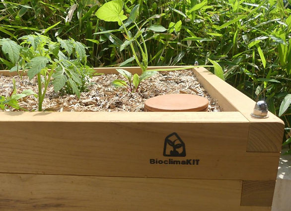 Bac potager autofertile avec un lombricomposteur à enterrer. Aménagement sur mesure de bacs potagers au Pays Basque.