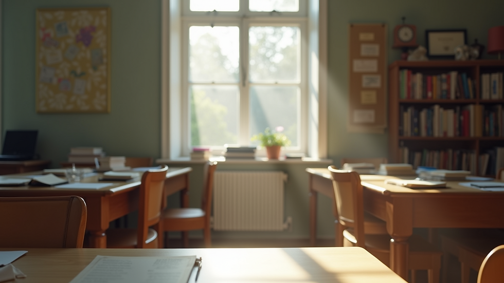 Eye-level view of daylight downlight in a study room