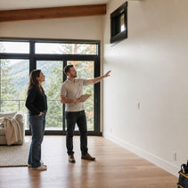 Painter and homeowner completing a final walkthrough in a Whistler home.