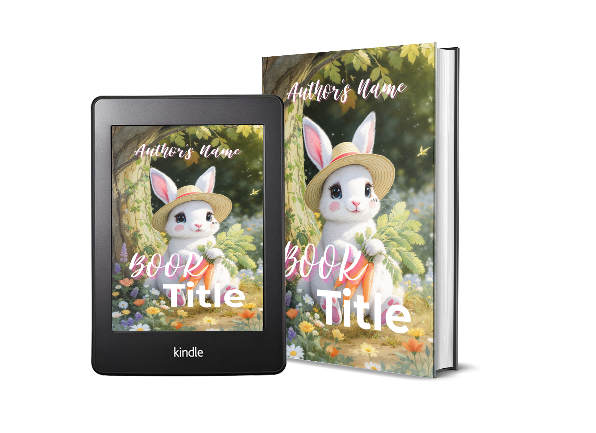 Ilustración de una escena fantástica con personajes infantiles acompañados de criaturas mágicas y elementos de naturaleza, re