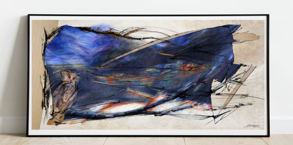 Moody and atmospheric composition in muted tones, layered textures creating depth and a contemplative, introspective ambiance.