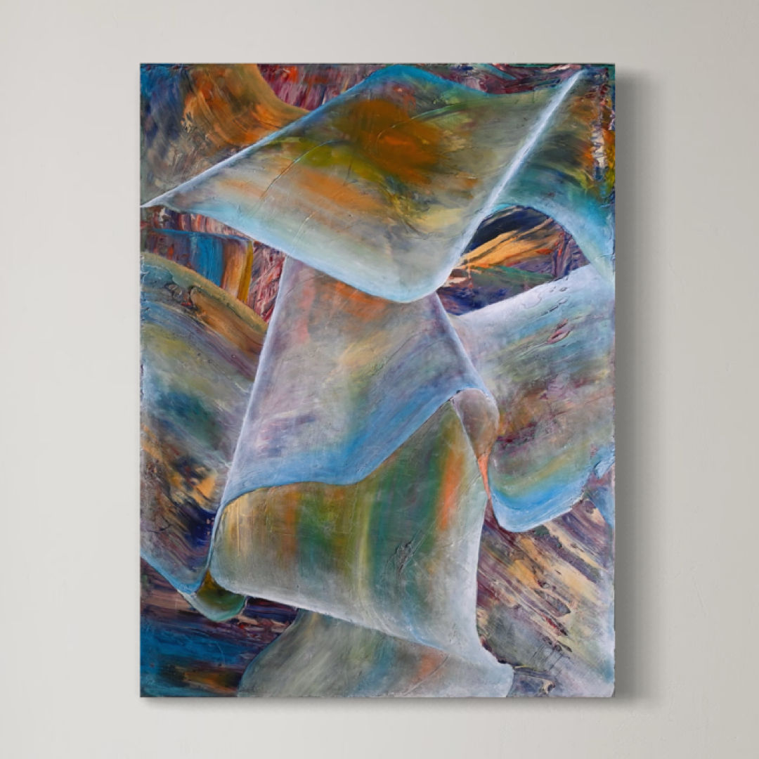 Pittura astratta, forme fluide e colori vibranti