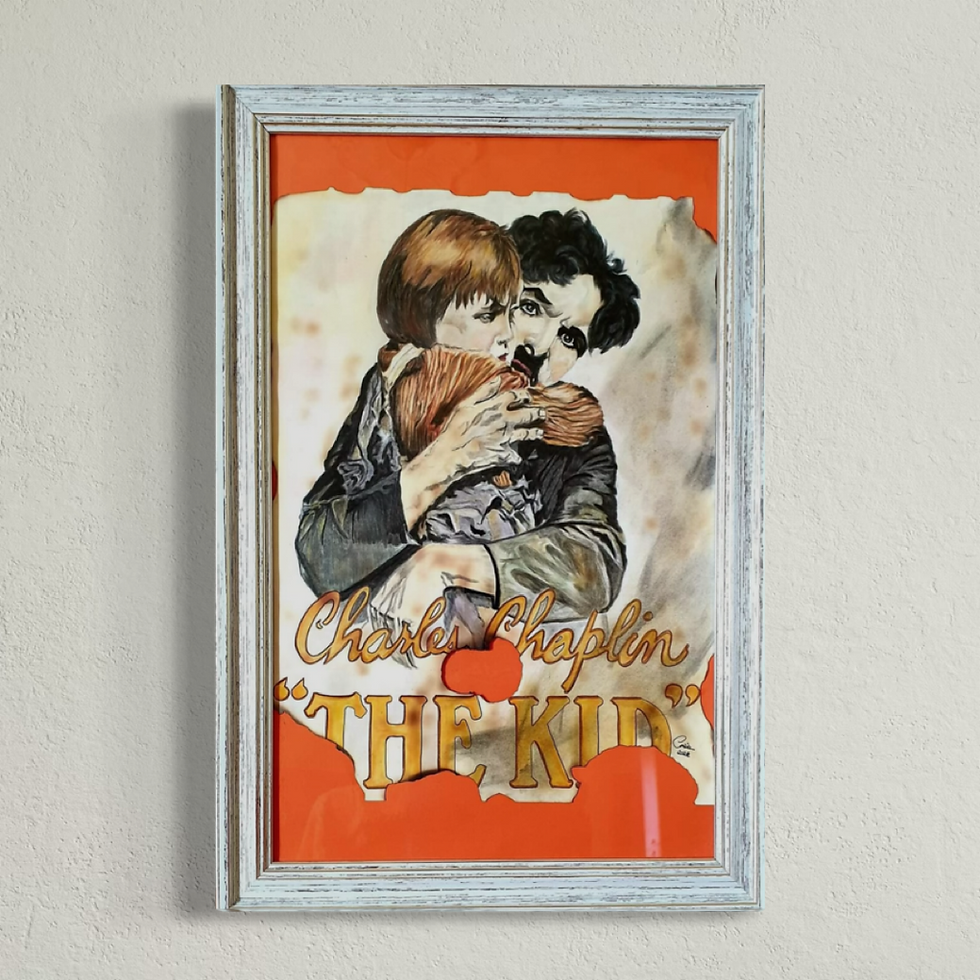 "Frammenti di locandina, the kid" - Cinzia Serra, Tecnica: pampastel, Dimensione: 70x40 cm