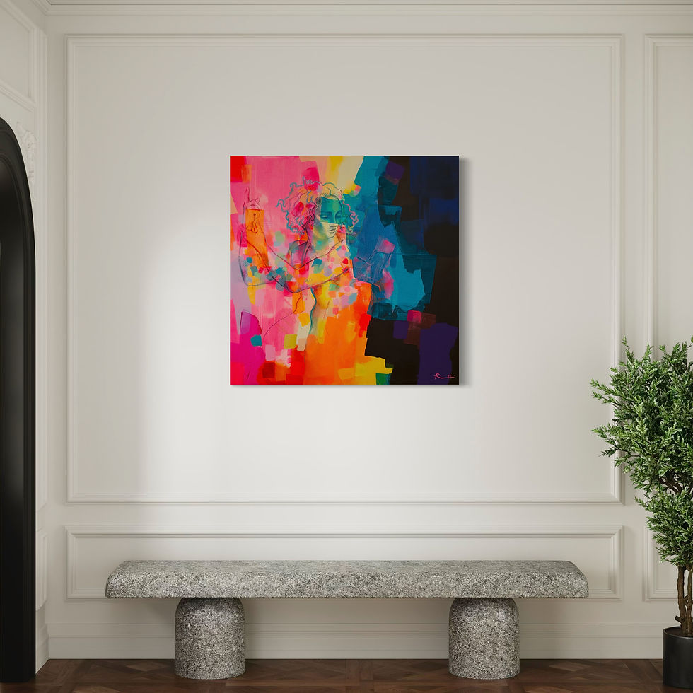 Pittura astratta vibrante, colori accesi