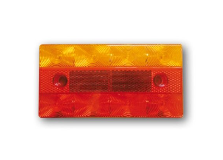 Rectangular tail light with amber and red LED lights for vehicles