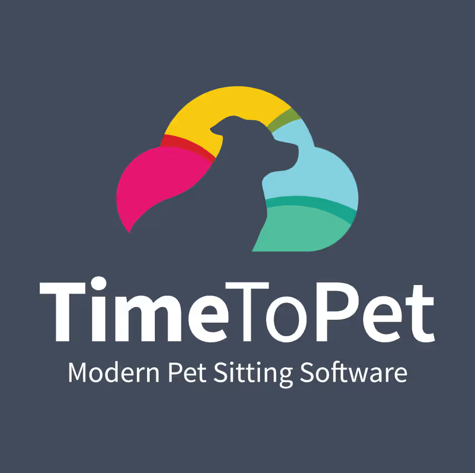 TimeToPet logo with dog silhouette and modern pet sitting software description.