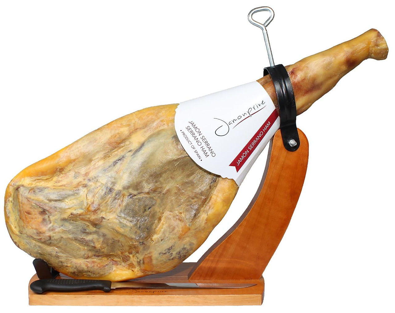 Spanish Serrano Ham Bone in from Spain 14-17 lb with Ham Stand & Knife (NO Nitrates or Nitrites) - J