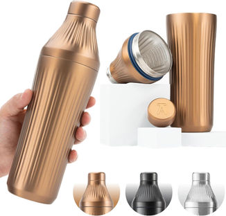 Elevated Craft Diamond Edition Hybrid Cocktail Shaker Set - Premium Vacuum Insulated Brushed Copper,