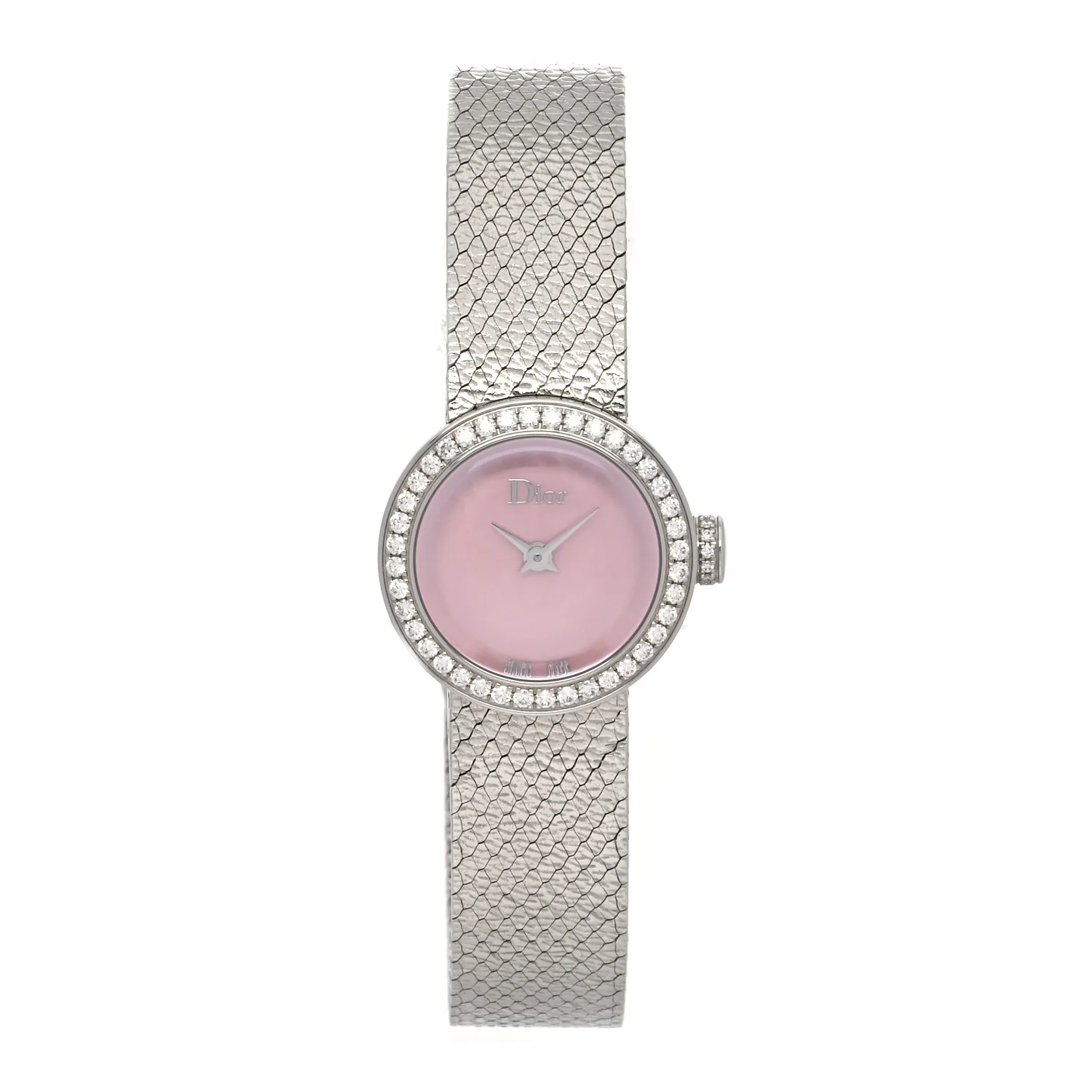 CHRISTIAN DIOR | Stainless Steel Diamond Bezel Pink Mother Of Pearl La D de Dior Quartz Watch