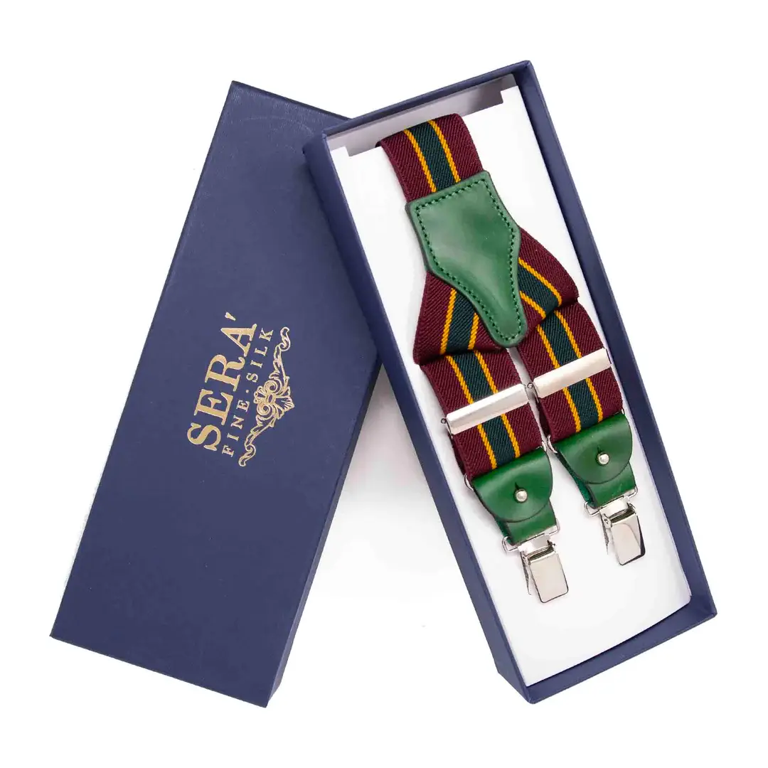 Regimental Burgundy Elastic Suspenders