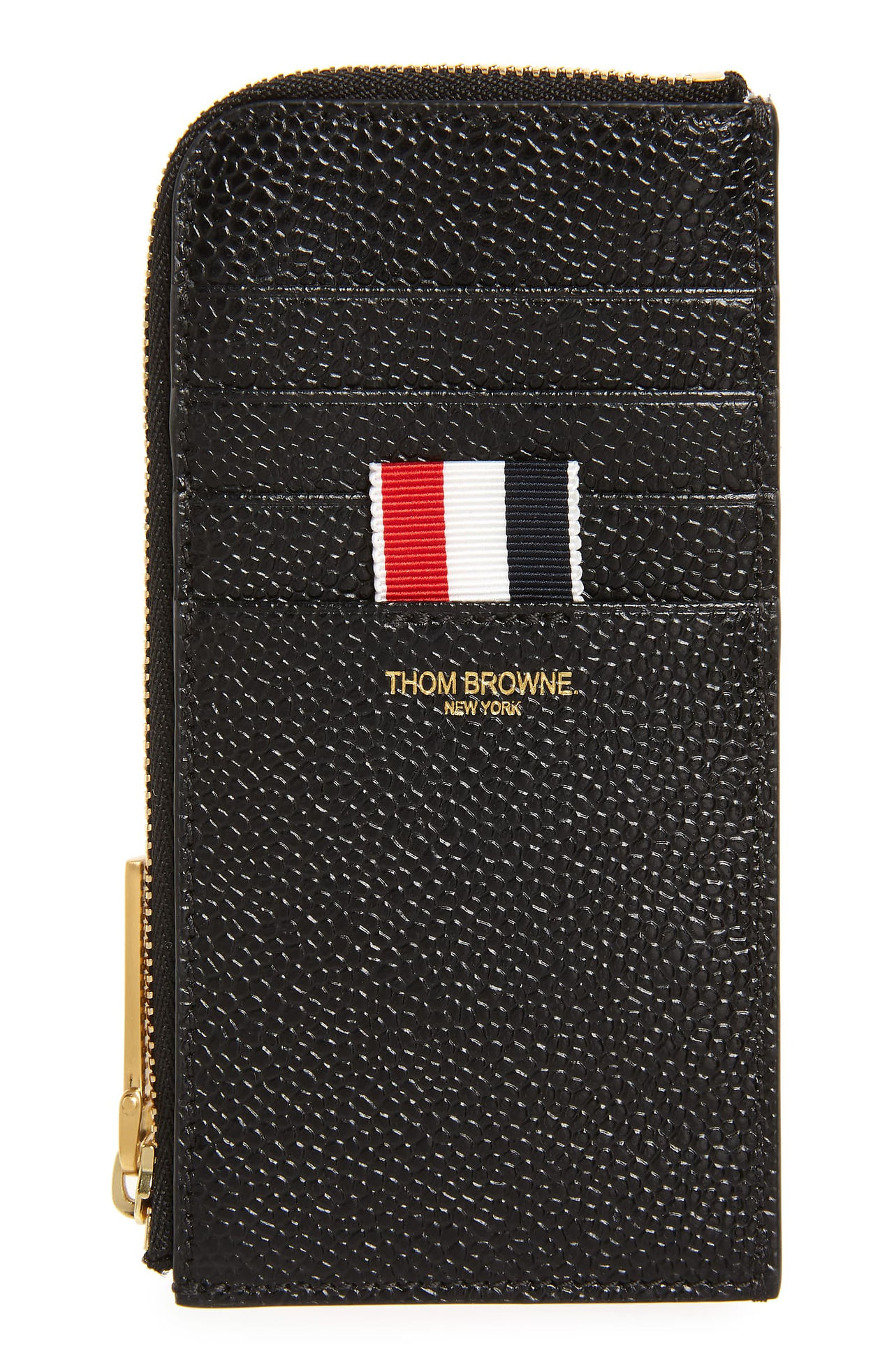 Zip Around Pebbled Leather Wallet THOM BROWNE