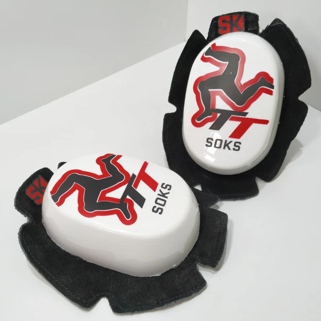 SOKS, deslizadores/joelhos (par) RACE Isle Of Man TT branco