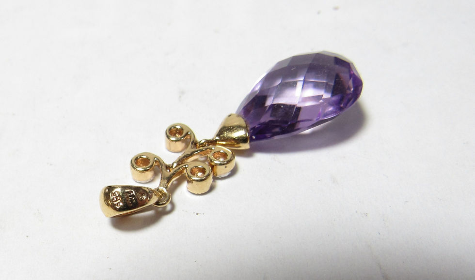 Thumbnail: 14K GOLD PENDANT With Purple Natural Amethyst & Diamonds