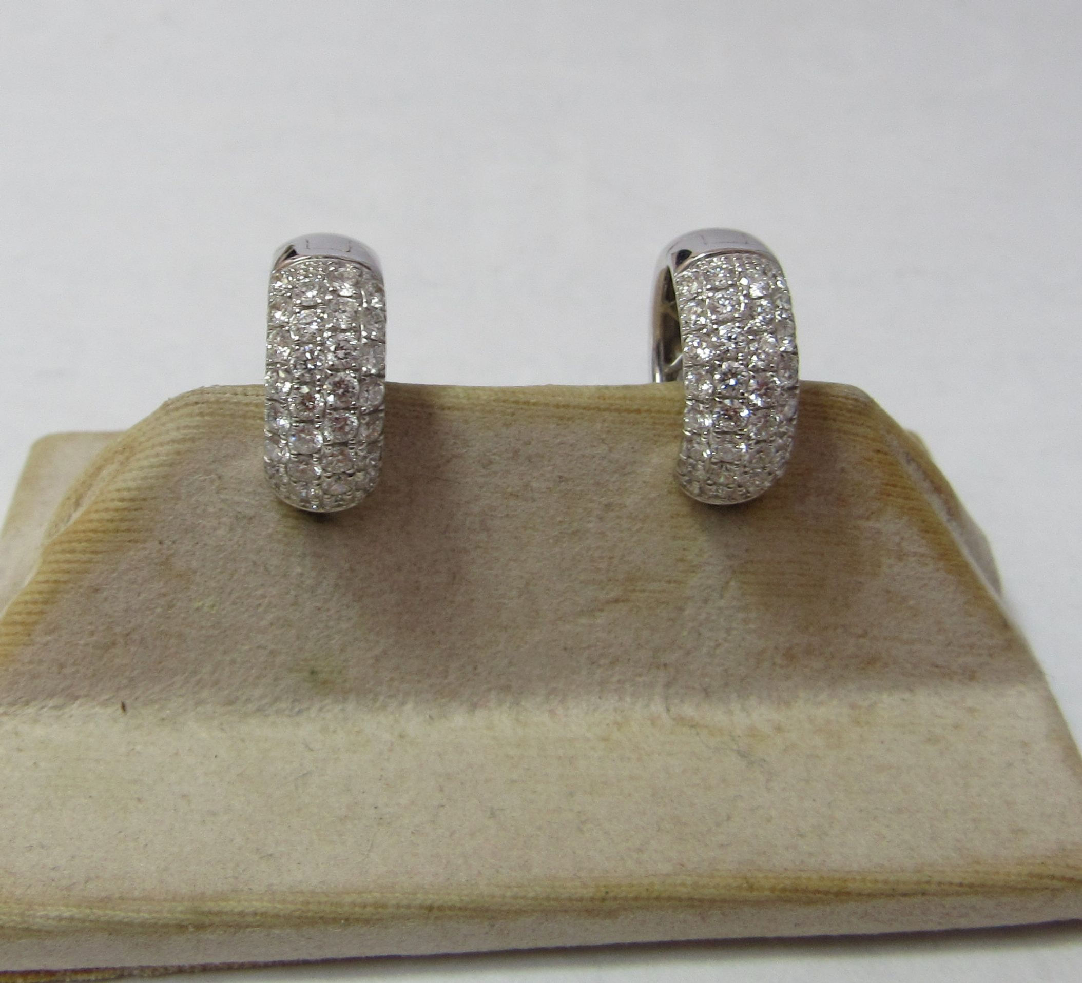 SOLD / 18K Solid White GOLD Huggie Earrings with 1.50 CTS