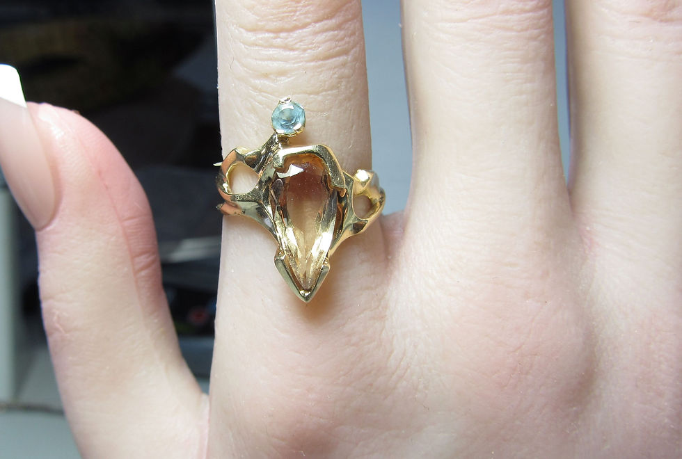 Thumbnail: Custom made 14k Gold Ring w / Pear Shape Natural Topaz