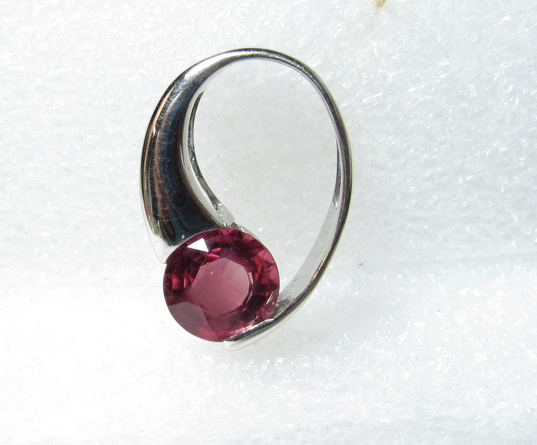 Custom 14k White Gold Pendant with Round Dusty Rose Natural Tourmaline