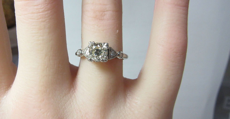 Platinum Art Deco Ring w / .70 ct Center Euro Natural Diamond & Accents