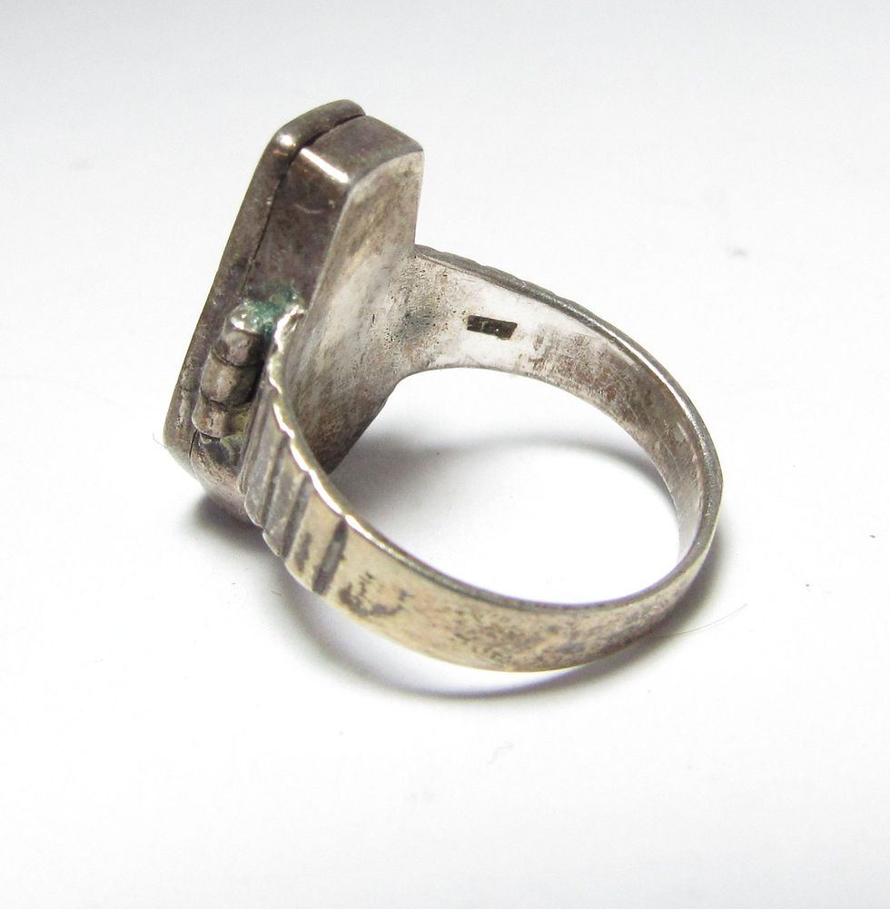 Thumbnail: Vintage Casket Poison Sterling Silver Ring w / Black Enamel Silver Cross