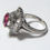 Thumbnail: Vintage Platinum Ring with Pink Natural Tourmaline and Diamonds