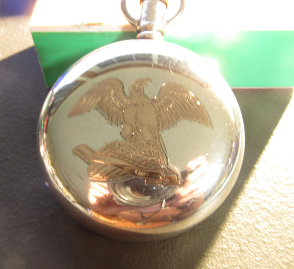 Thumbnail: Antique Hamilton 21 Jewel Pocket Watch 940 18 Size with Gold Eagle on Case