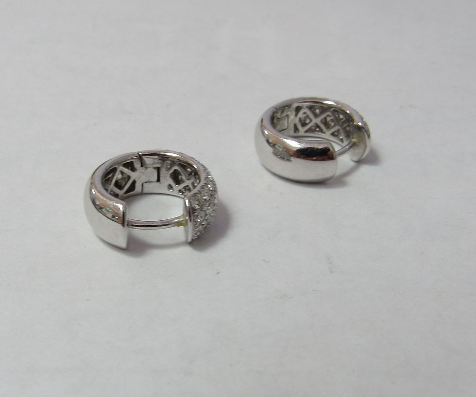 Thumbnail: SOLD / 18K Solid White GOLD Huggie Earrings with 1.50 Cts