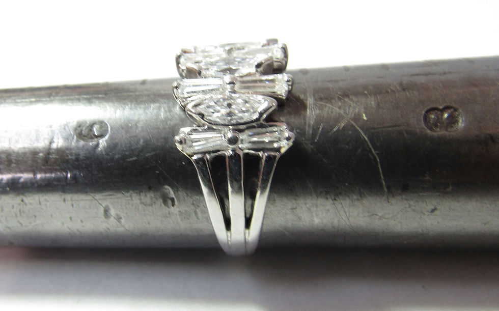 Thumbnail: SOLD /Vintage Solid Platinum Ring with 2.20 cts Total Weight of Natural Diamonds