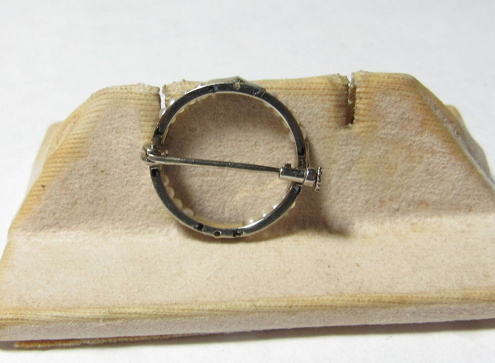 Thumbnail: Art Deco Platinum Pin w / Natural Pearls and Rose Cut Diamonds