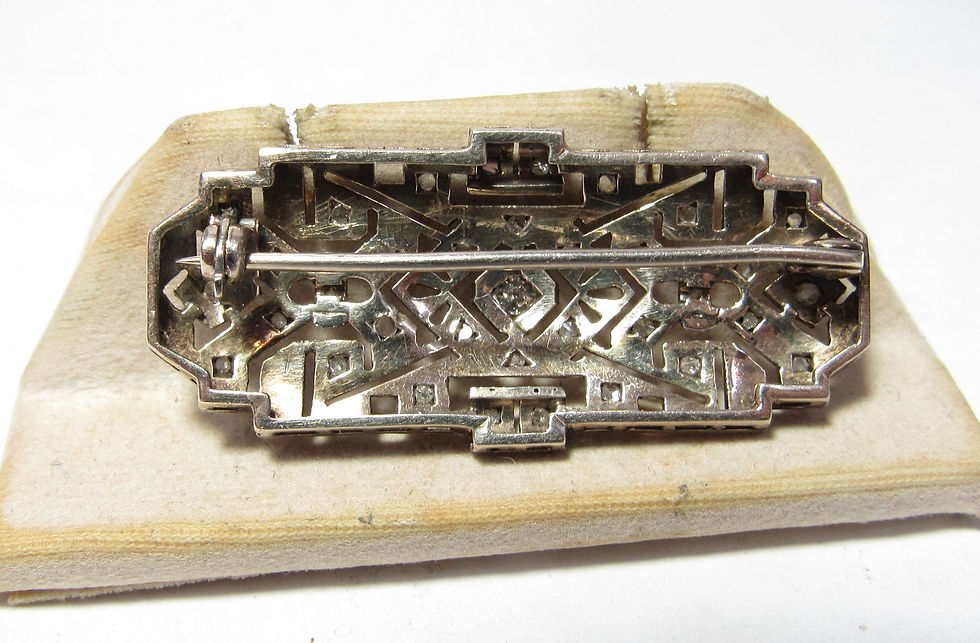 Thumbnail: SOLD / Solid Platinum Art Deco Brooch with Mine and Rose Cut Natural Diamonds