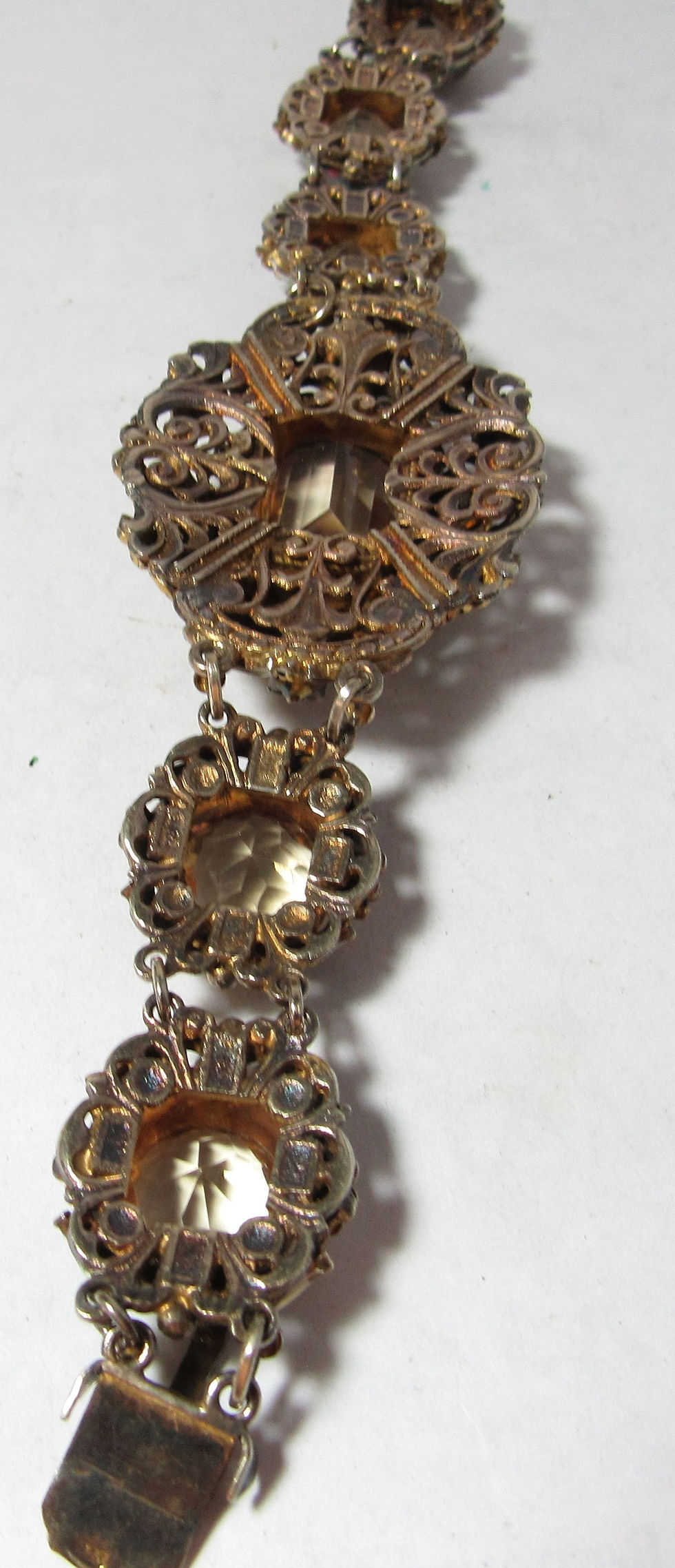 Thumbnail: SOLD / Wonderful Antique Enamel Silver Astro Hungarian Natural Citrine Bracelet